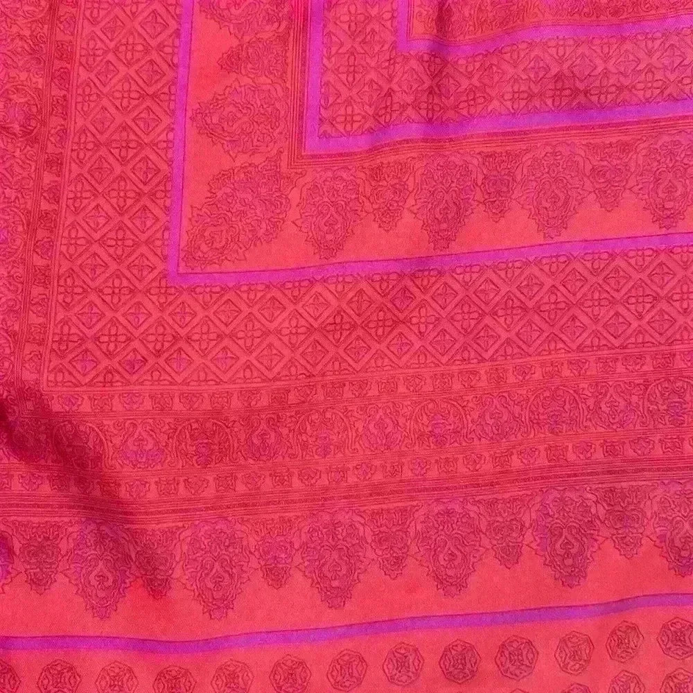 Ann Taylor Red Orange Pink Silky Straight Skirt Moroccan Print size 2 - Picture 8 of 10